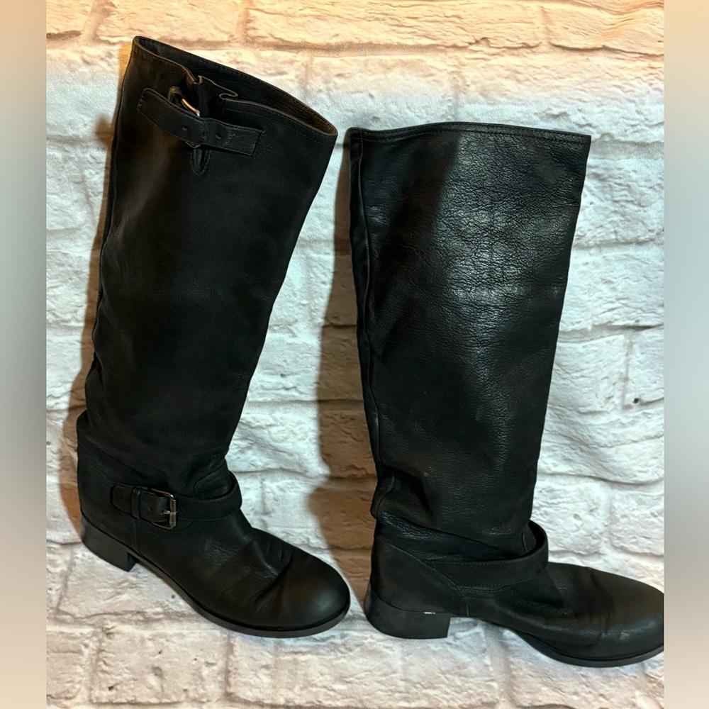 PRADA SPORT BURGUNDY SUEDE LEATHER MOTO RIDING BOOTS SIZE 38 US 8 WOMEN